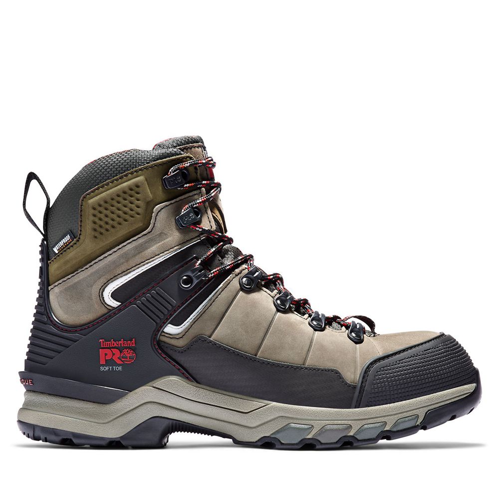 Timberland Μποτακια Εργασίας Ανδρικα Ελιά/Μαυρα - Pro® Hypercharge Trd Waterproof Soft-Toe - Greece